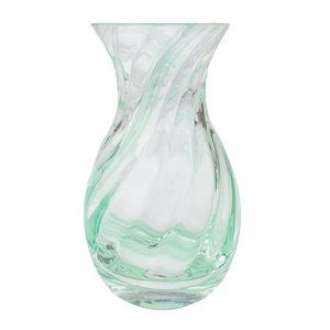 Glass Vase Small Clear Light Green Stripe